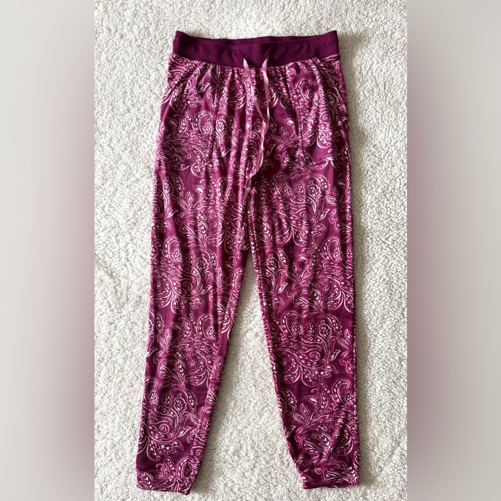 Nautica Women’s Pajama Bottoms Purple / Wine Paisley Lounge Pants Size Small